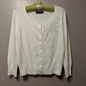 Faux pearl beaded cardigan